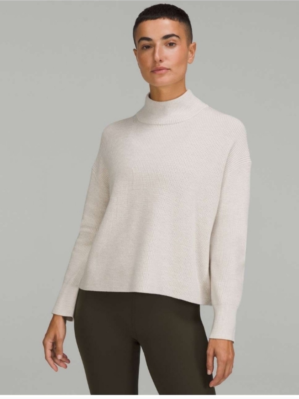 lululemon athletica Women's Cream Mock Neck Ribbed Sweater